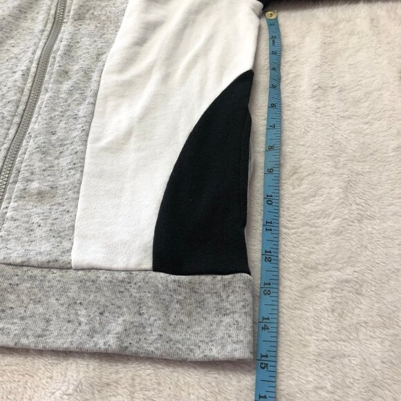 PINK Victoria's Secret Full Zip Up Color Block Hoodie Black/White/Grey XS - Picture 12 of 14